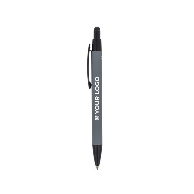 Caneta de alumínio reciclado de toque suave, tinta azul