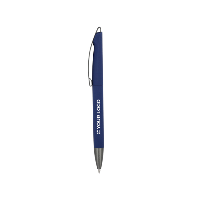 Caneta giratória de plástico com acabamento suave e tinta azul