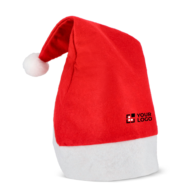 Clássico chapéu de Natal de feltro com pompom branco