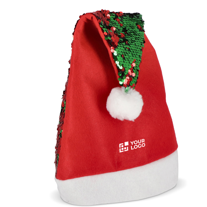 Chapéu de Pai Natal feito de lantejoulas bicoloridas