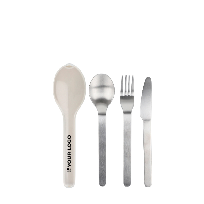 Conjunto de 3 talheres em aço inox numa caixa de plástico resistente
