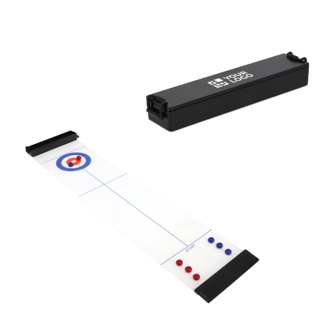 Jogo compacto de curling de mesa portátil com caixa de arrumação