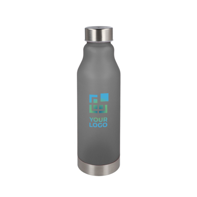Garrafa reutilizável em RPET anti-fugas com acabamento frosted 600 ml