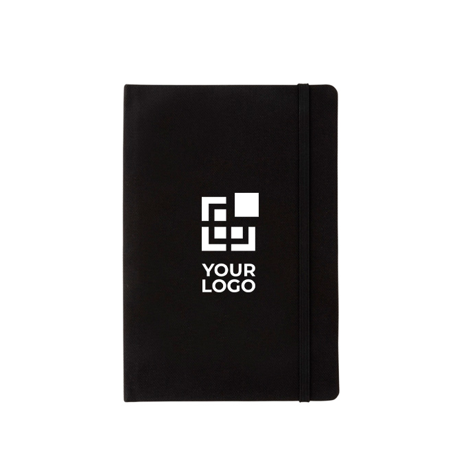 Caderno de materiais reciclados com elástico