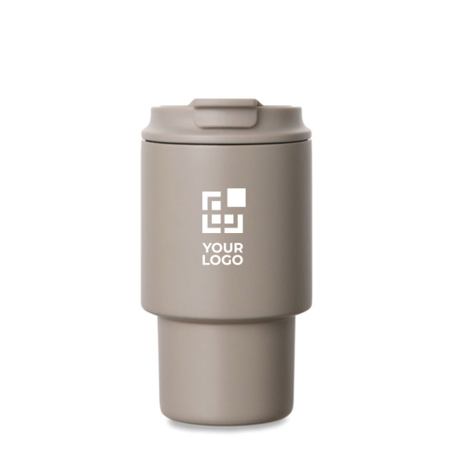 Copo take away em aço reciclado com tampa abatível prática 350 ml