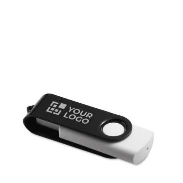 Pen drive com corpo de borracha branco e clipe colorido Whitemate