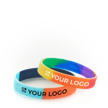 Pulseiras publicitárias coloridas com logo vista principal