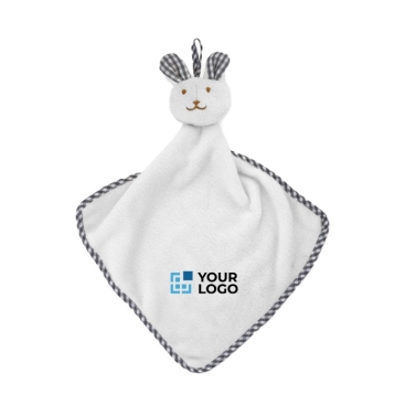 Doudou para bebé personalizável com logo cor branco