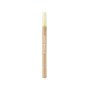 Caneta com marcador personalizável cor amarelo