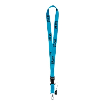 Lanyard de 2 cm de poliéster com minilanyard e fecho Doubleclip Plus