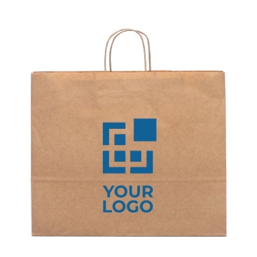 Saco grande em papel craft com logotipo cor castanho