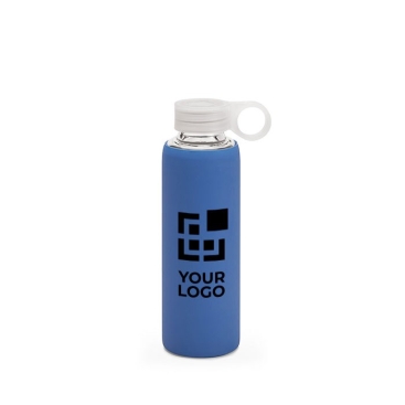 Garrafas desportivas de vidro com logotipo cor azul