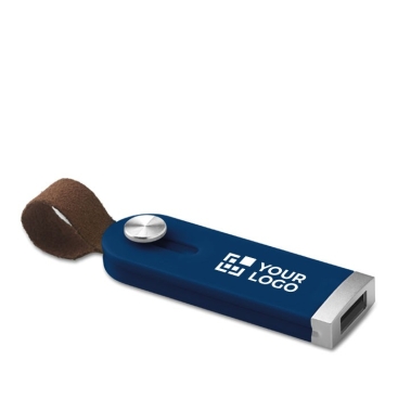 USB retrátil com alça de couro cor preto