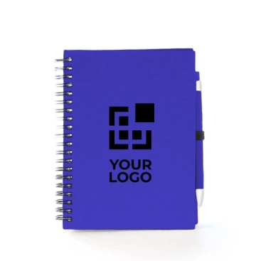 Caderno publicitário A5 com argolas e caneta cor branco