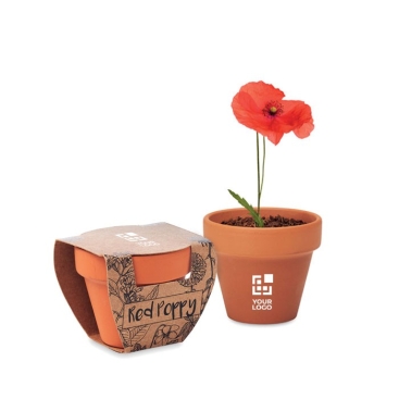 Vaso personalizado com sementes de papoila cor castanho