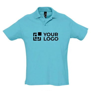 Polo de algodão para personalizar com a marca cor azul-celeste