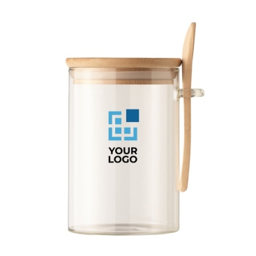 Frasco de vidro para açúcar com colher e logo 600ml Crystal Sugar
