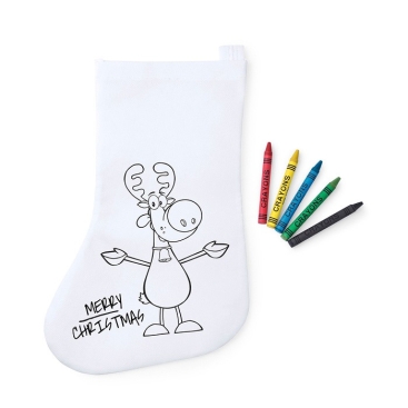 Meia de Natal para colorir com lápis de cera crianças Merry Christmas