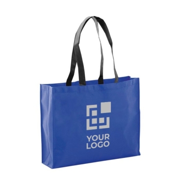 Saco com logo em non-woven grosso 100 g/m2 cor azul