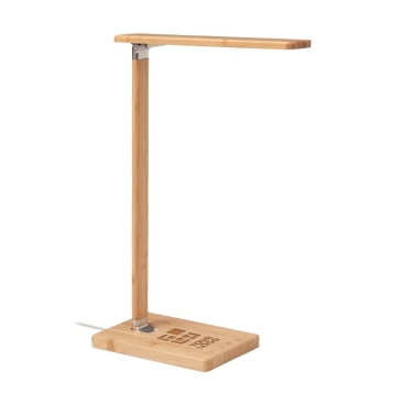 Lâmpada de mesa com carregador cor madeira