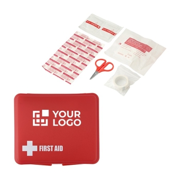 Kit primeiros socorros plástico vermelho vista principal