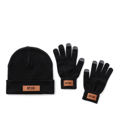 Set de gorro e luvas com dedos tactéis vista principal