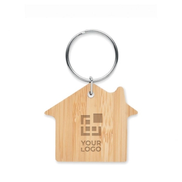 Porta-chaves económico de bambu em forma de casa