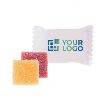 Gomas com sabor a frutas e embalagem individual