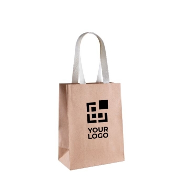 Saco de presente papel kraft asas curtas de algodão 150 g/m2
