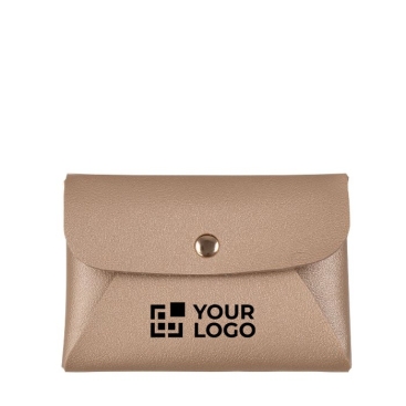 Porta-moedas de couro sintético, botão dourado para fechar