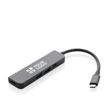 Hub de alumínio reciclado com várias conexões e entrada HDMI