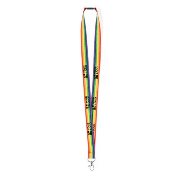 Lanyard de poliéster multicolorido com mosquetão metálico