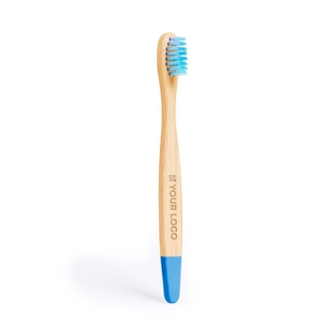 Escova de dentes para crianças de bambu com detalhes coloridos