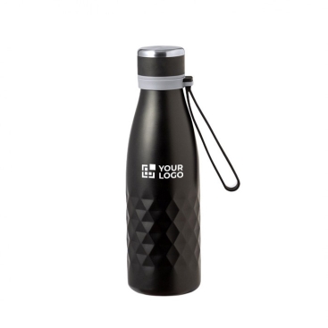 Garrafa de parede dupla de aço inoxidável com alça de silicone 550ml