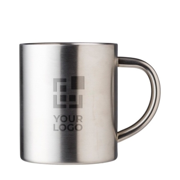 Caneca térmica de aço inoxidável com acabamento prateado 300ml