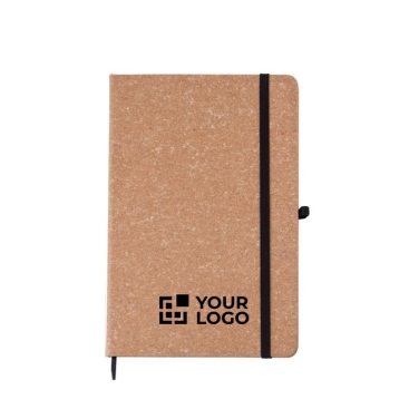 Caderno de pele reciclada com porta-canetas A5 com folhas listradas