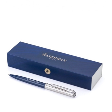 Caneta de luxo em aço inoxidável com tinta azul Waterman
