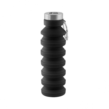 Garrafa de silicone com corpo dobrável e tampa de metal 500ml