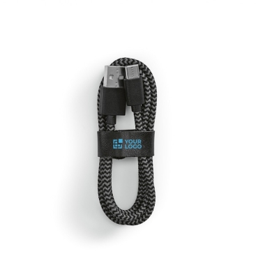 Cabo de RPET de 1 metro com dois conectores USB-A e USB-C