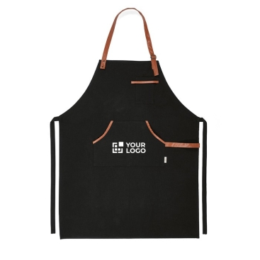 Avental de algodão reciclado e RPET com bolso superior 300 g/m2