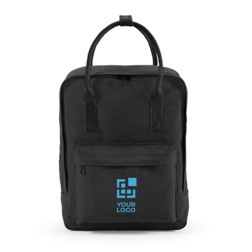 Mochila de algodão reciclado com alças e bolso frontal 450 g/m2