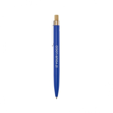 Caneta de alumínio e bambu com detalhe transparente tinta preta