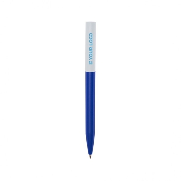 Caneta de plástico reciclado de várias cores com tinta azul