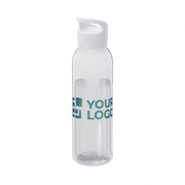 Garrafa transparente de plástico reciclado com alça na tampa 650ml