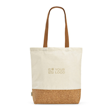 Saco de algodão reciclado, alças compridas, fundo de cortiça 180 g/m2