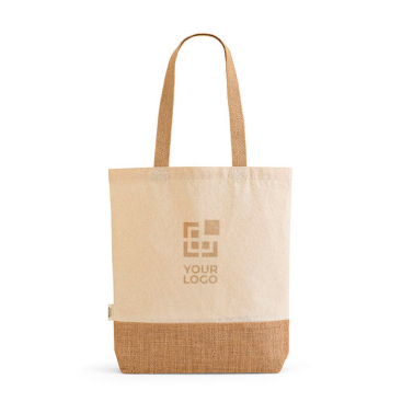Saco de compras de algodão reciclado com base de juta 180 g/m2