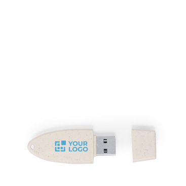 USB ecológico com tampa e feito de palha de trigo