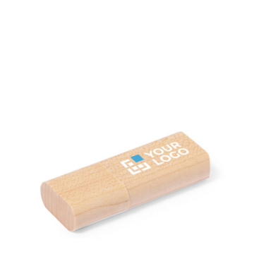 Memória USB com carcaça de bambu e tampa para fechar