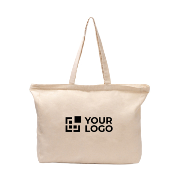 Saco de algodão com fecho de correr e fole 230 g/m2