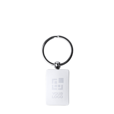 Porta-chaves metálico rotativo com acabamento mate e superfície de marcação